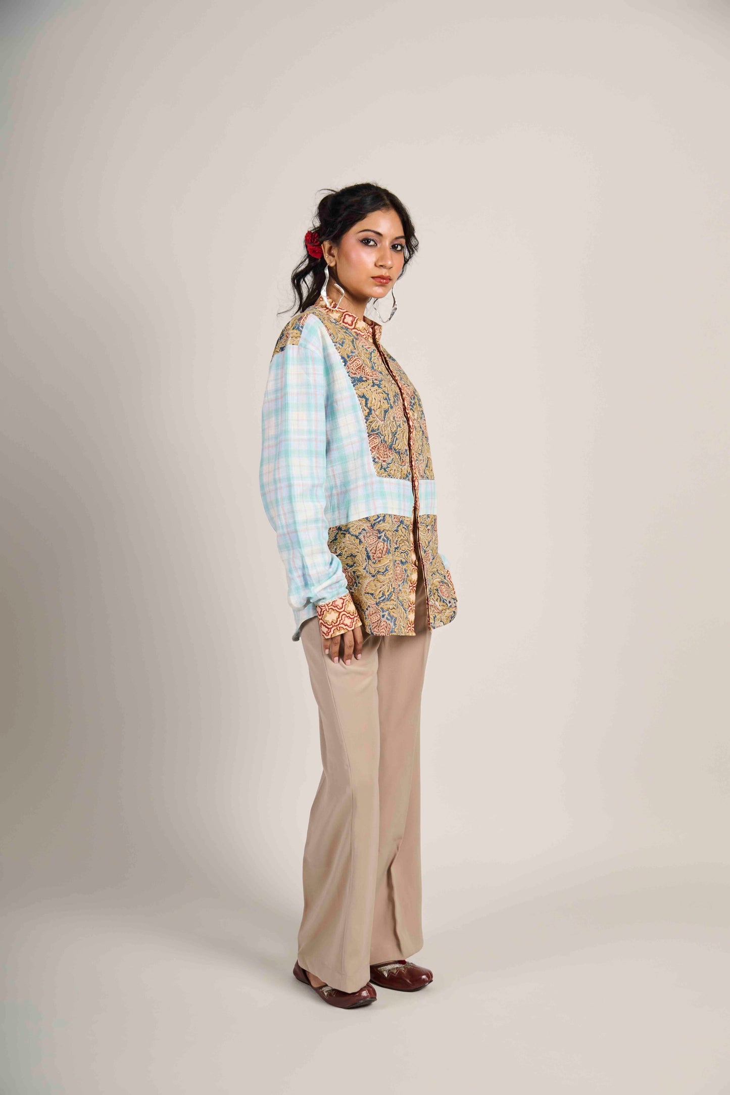 Blue Grid Kalamkari Shirt