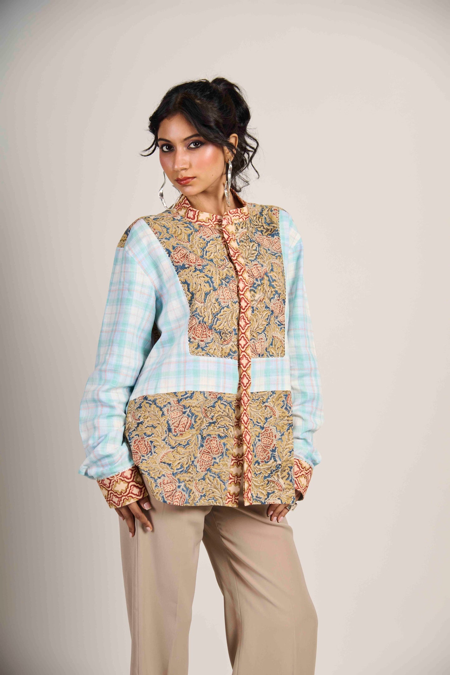 Blue Grid Kalamkari Shirt