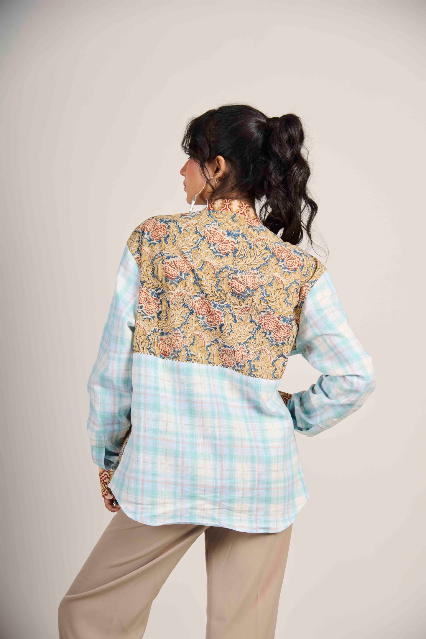 Blue Grid Kalamkari Shirt