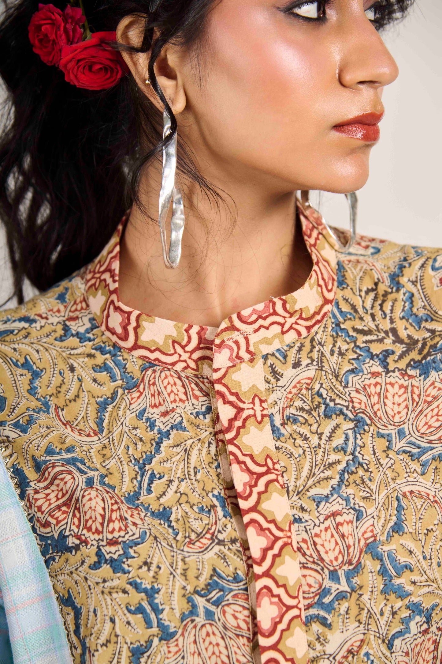Blue Grid Kalamkari Shirt