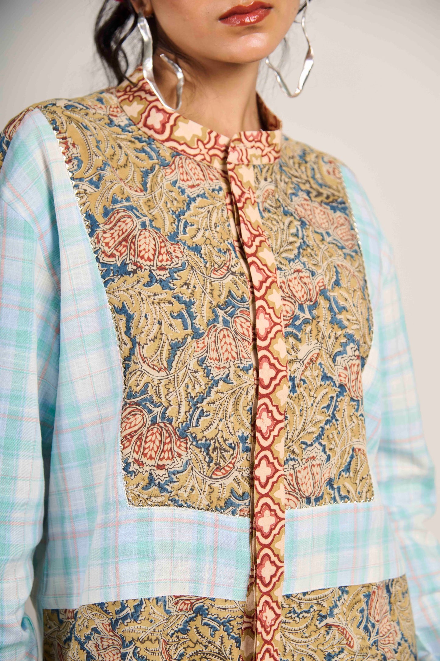 Blue Grid Kalamkari Shirt