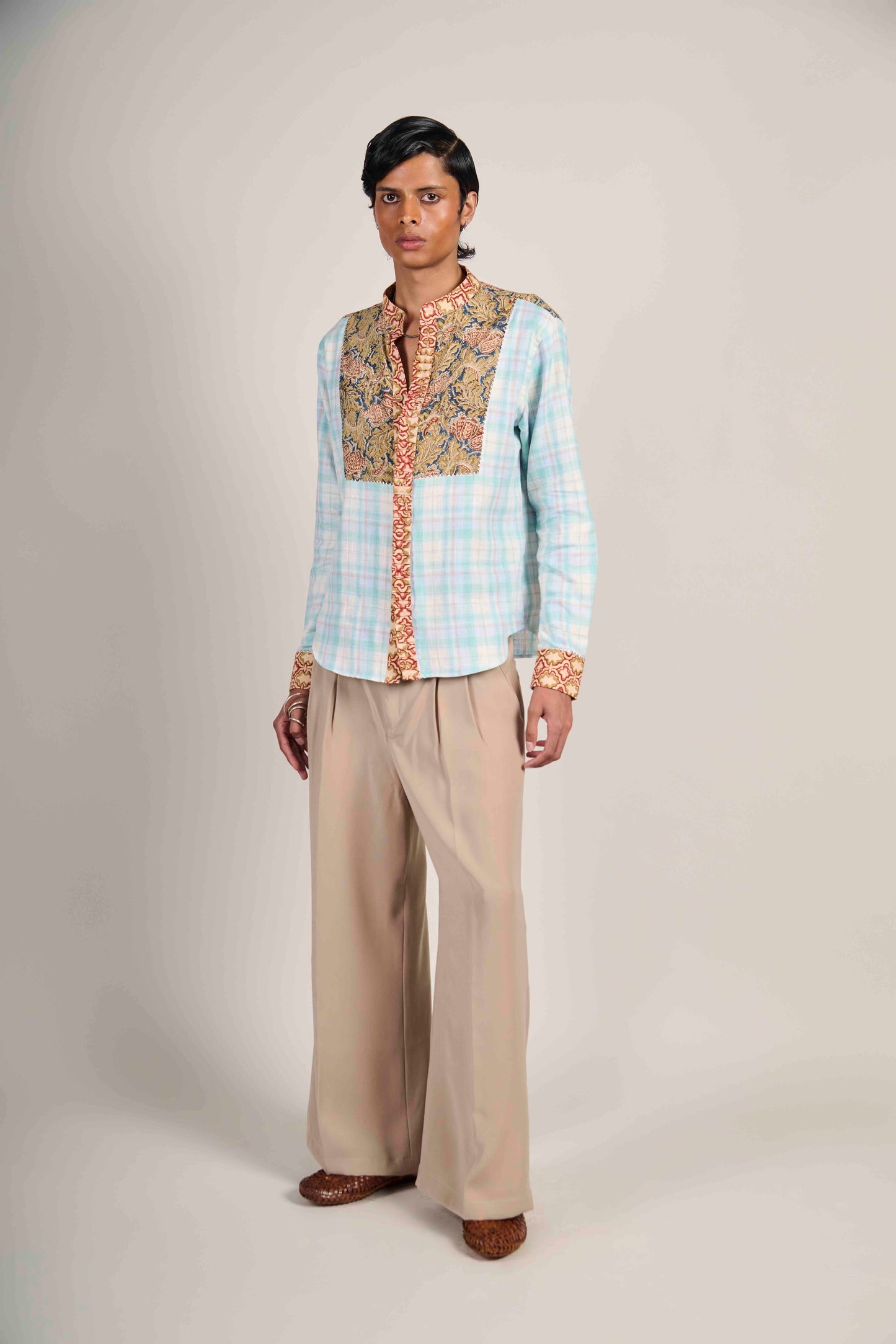 Ruffled Frost Grid Shirt