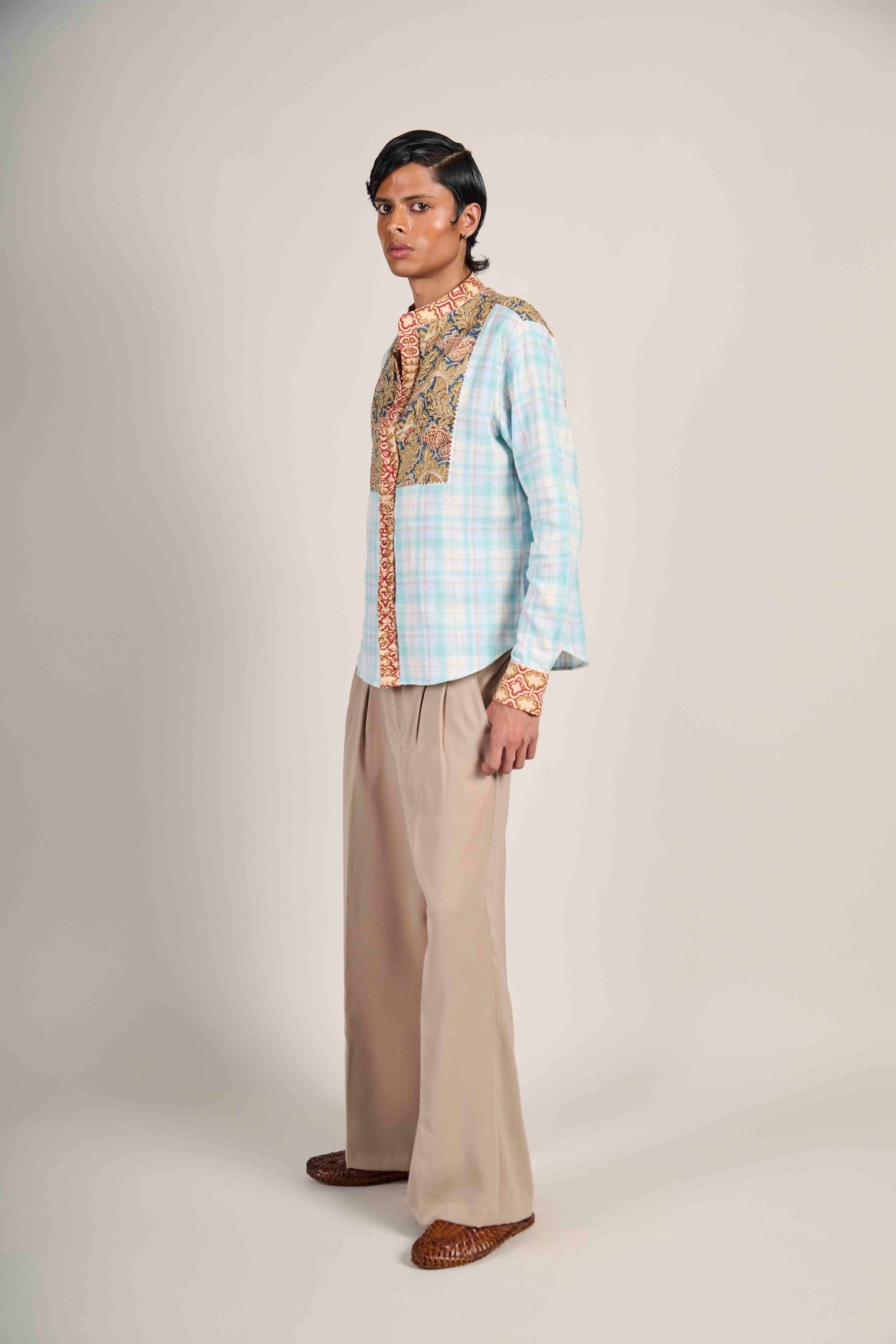 Ruffled Frost Grid Shirt