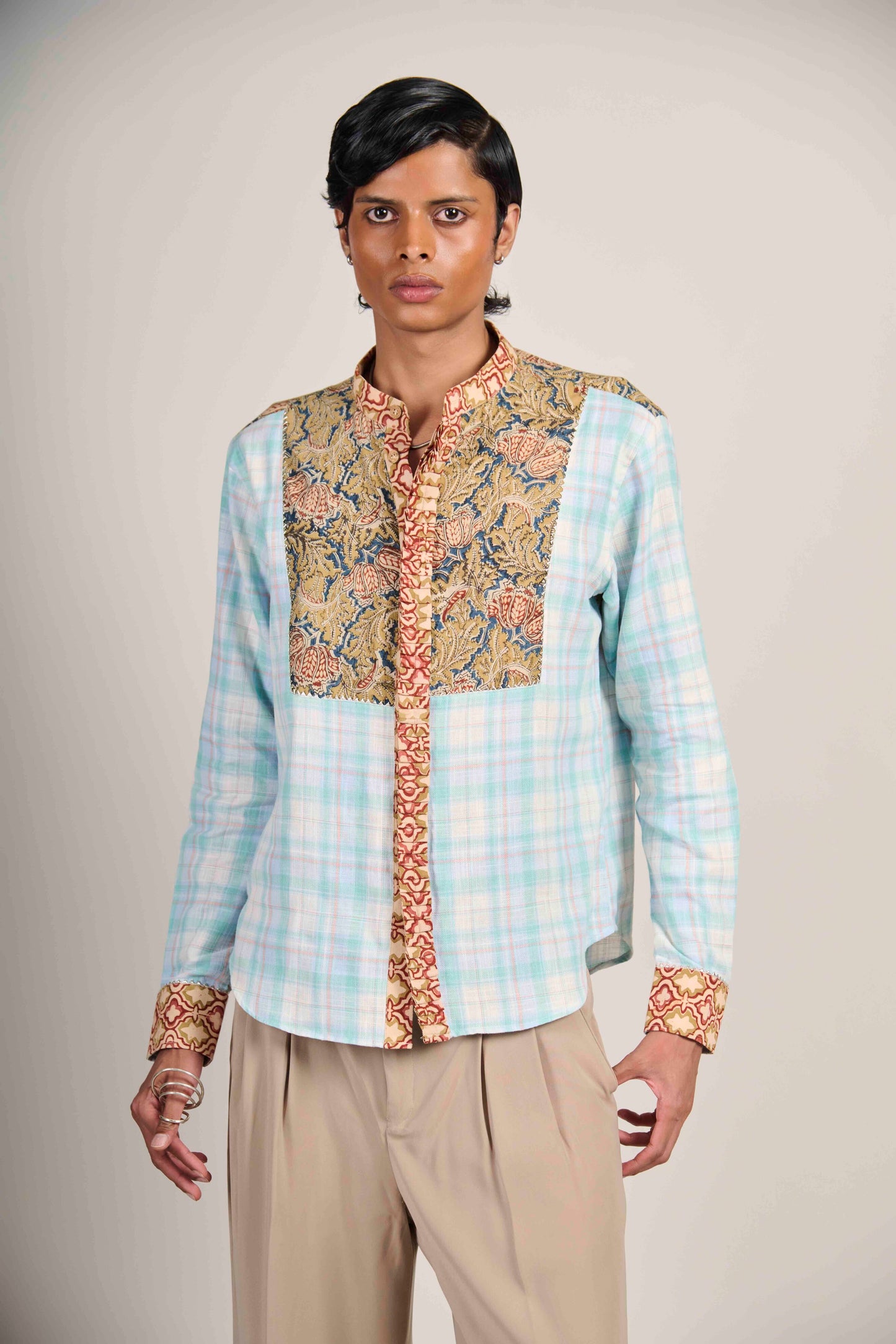 Ruffled Frost Grid Shirt