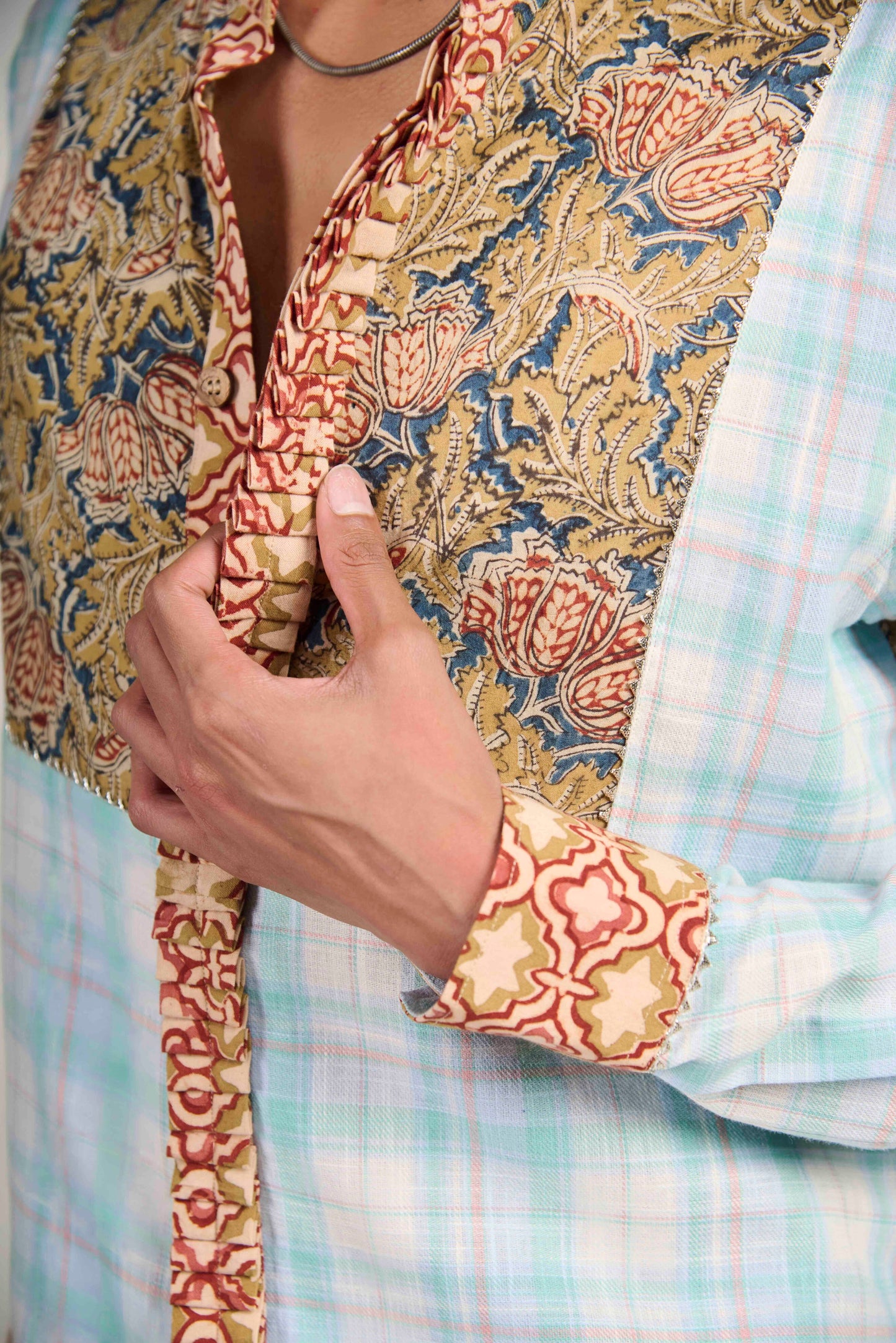 Ruffled Frost Grid Shirt