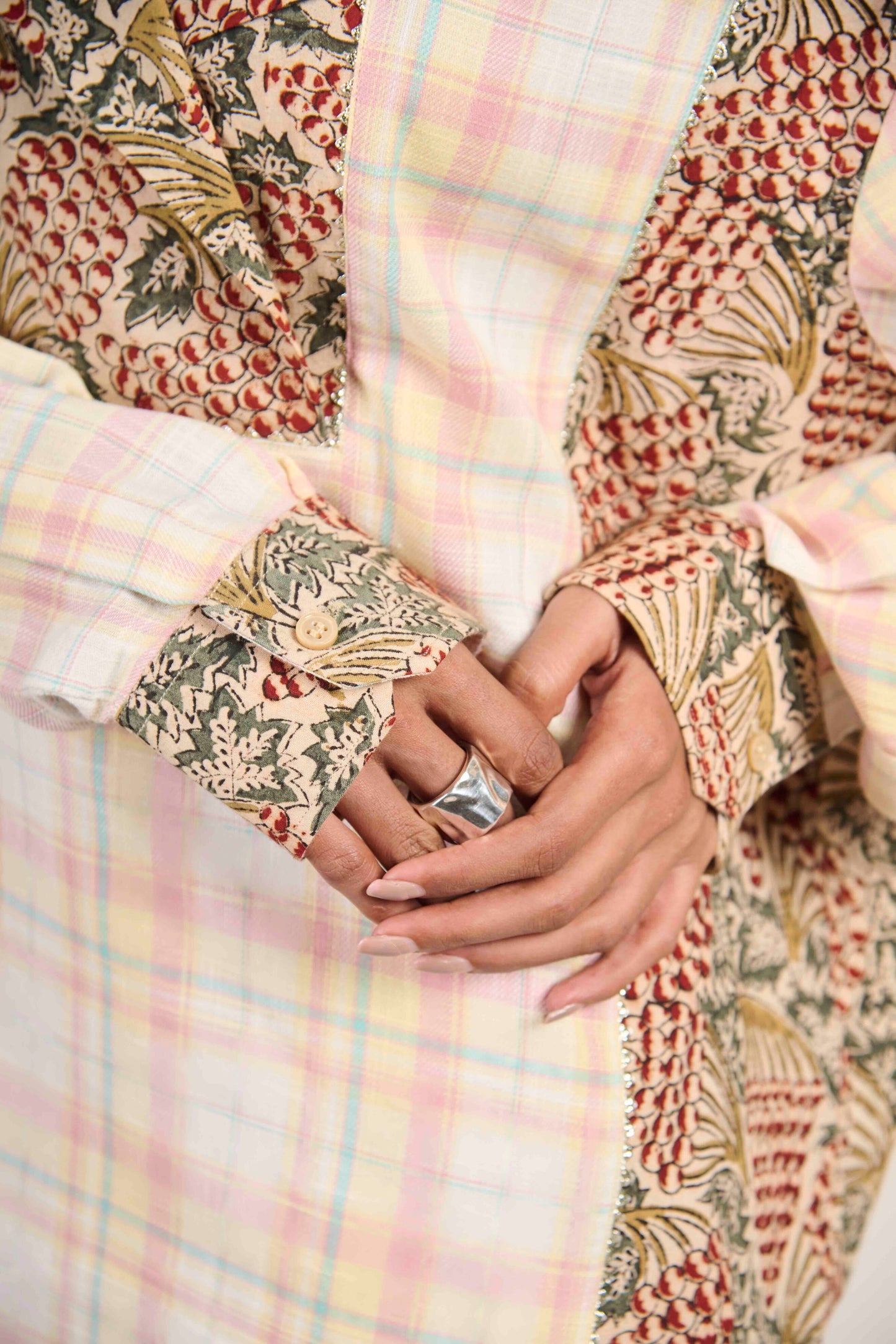 Open-Collar Grid Shirt