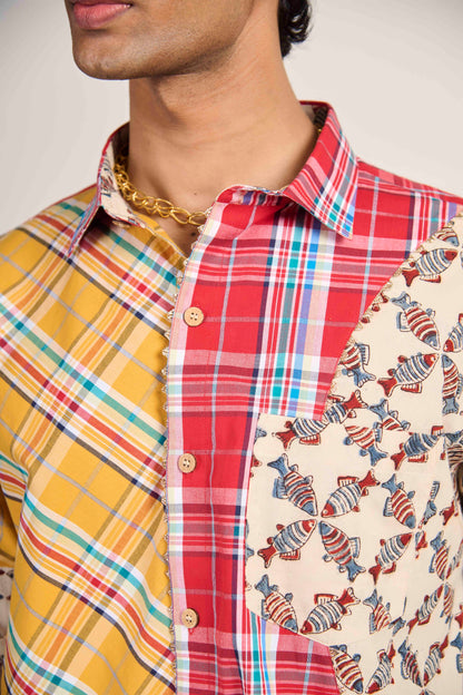 Sunburst Fish Grid Shirt