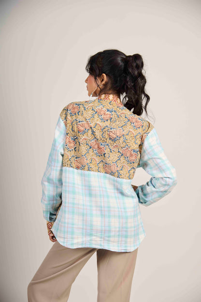 Blue Grid Kalamkari Shirt