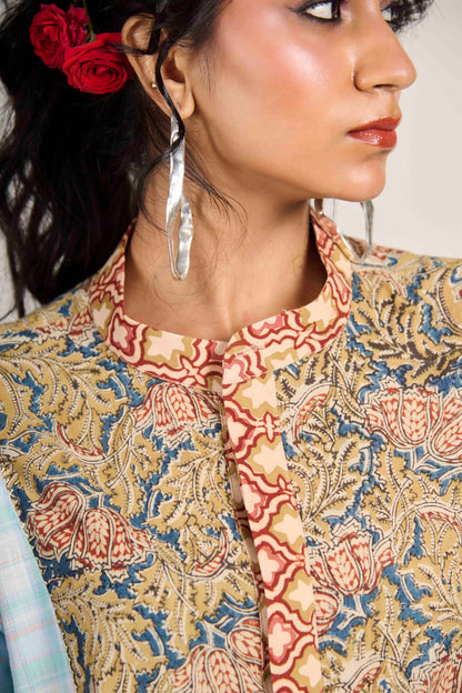 Blue Grid Kalamkari Shirt