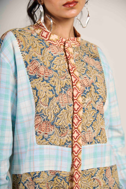 Blue Grid Kalamkari Shirt