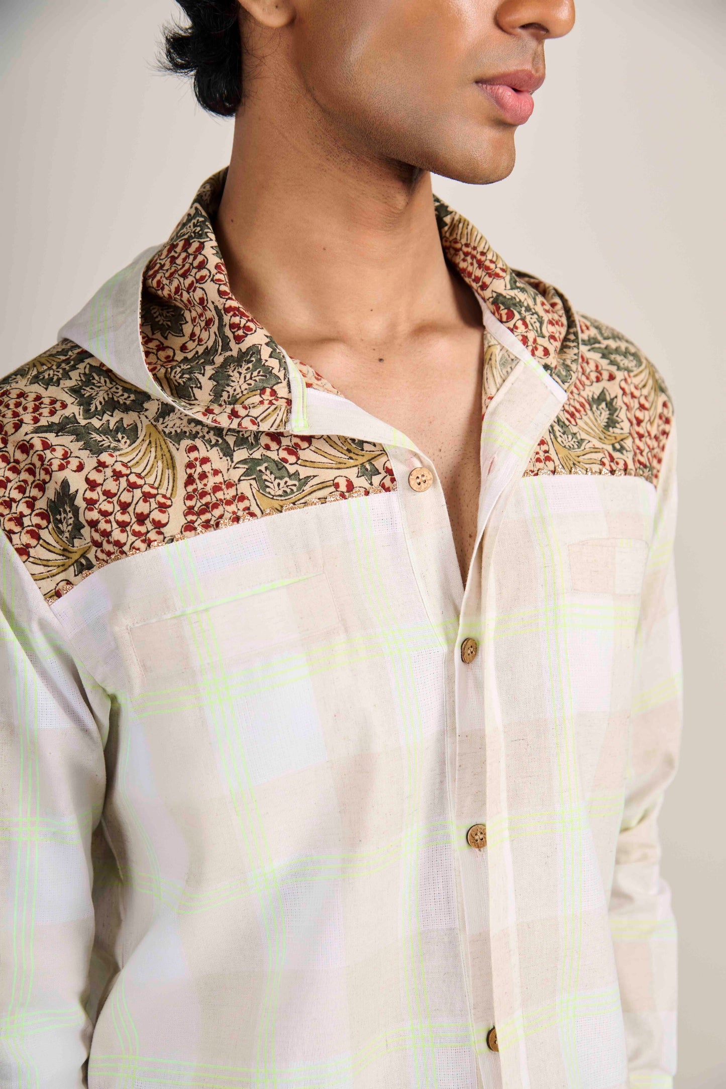 Sage Grid Kalamkari Hoodie