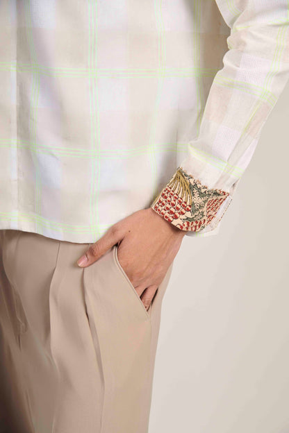 Sage Grid Kalamkari Hoodie