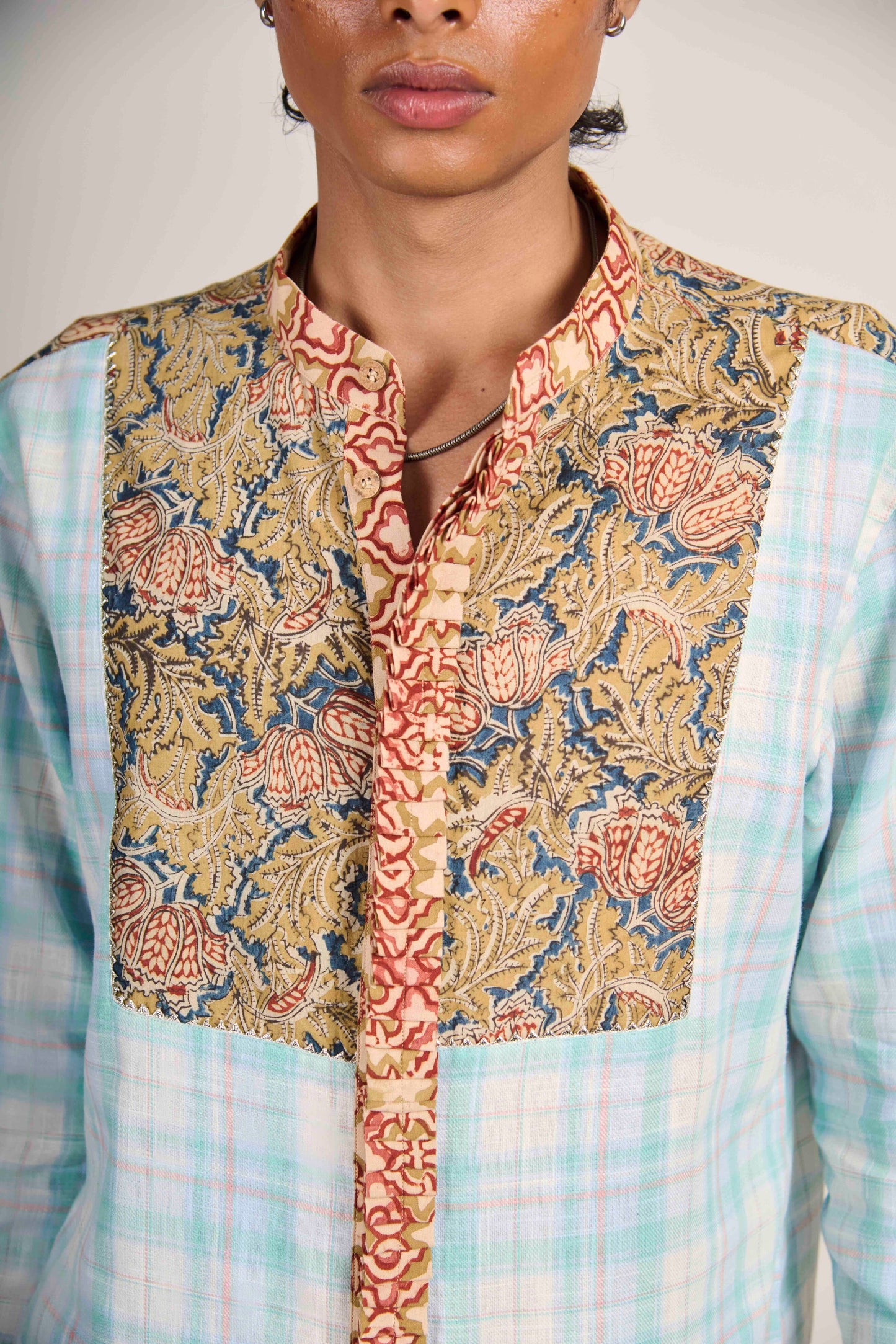 Ruffled Frost Grid Shirt