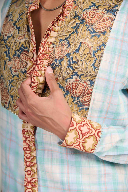 Ruffled Frost Grid Shirt