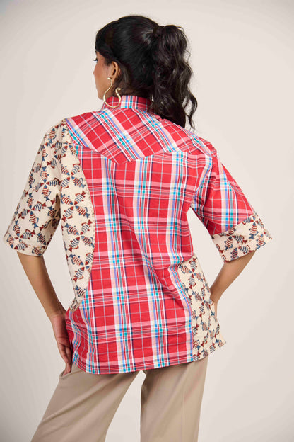 Crimson Fish Grid Shirt